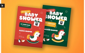 创意儿童婴儿沐浴邀请函设计模板 Creative Kids Baby Shower Invitation