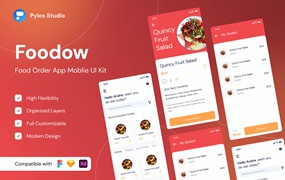 食品订单App应用程序界面设计UI套件 Foodow – Food Order Mobile App UI Kits