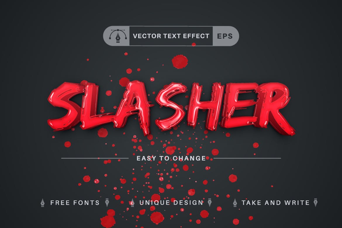 红色血腥矢量文字效果字体样式 Blood Slasher – Editable Text Effect, Font Style 插件预设 第2张