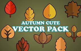 秋季卡通叶子插画矢量套装 Autumn Cartoon Illustration Vector Set