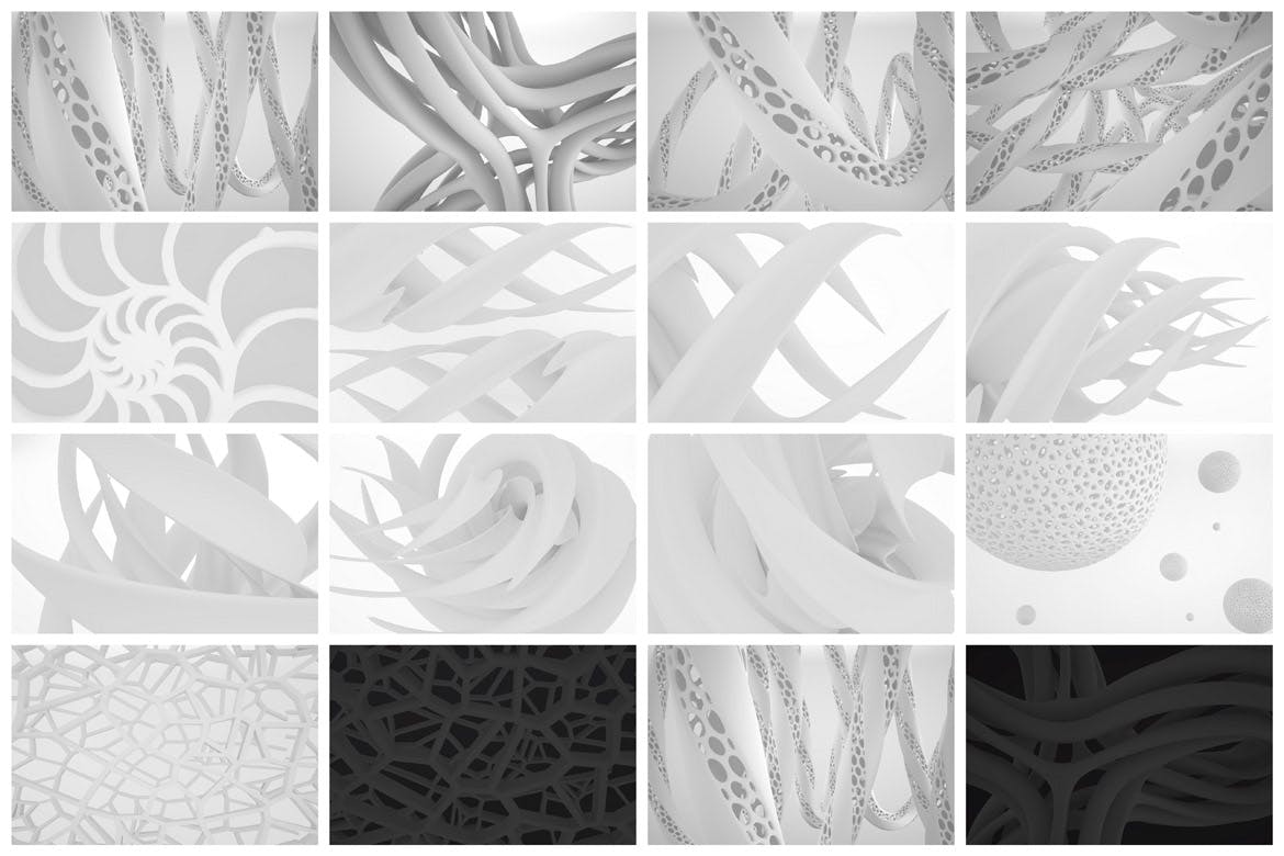 白色抽象生物形态背景素材v2 Biomorphic Backgrounds 2 图片素材 第2张