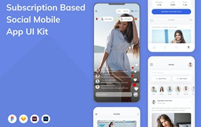 订阅式社交移动应用UI设计套件 Subscription Based Social Mobile App UI Kit
