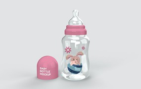婴儿奶瓶图案Logo设计样机图 Baby Bottle Mockup