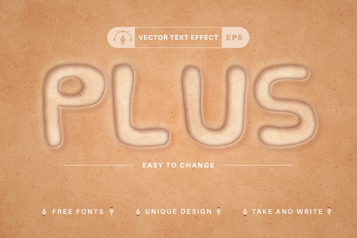 沙滩矢量文字效果字体样式 Sand Beach – Editable Text Effect, Font Style APP UI 第2张