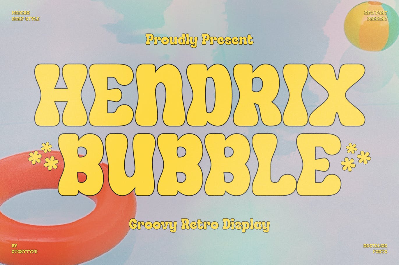 经典复古风格字体素材 Hendrix Bubble Groovy Retro Display 设计素材 第7张