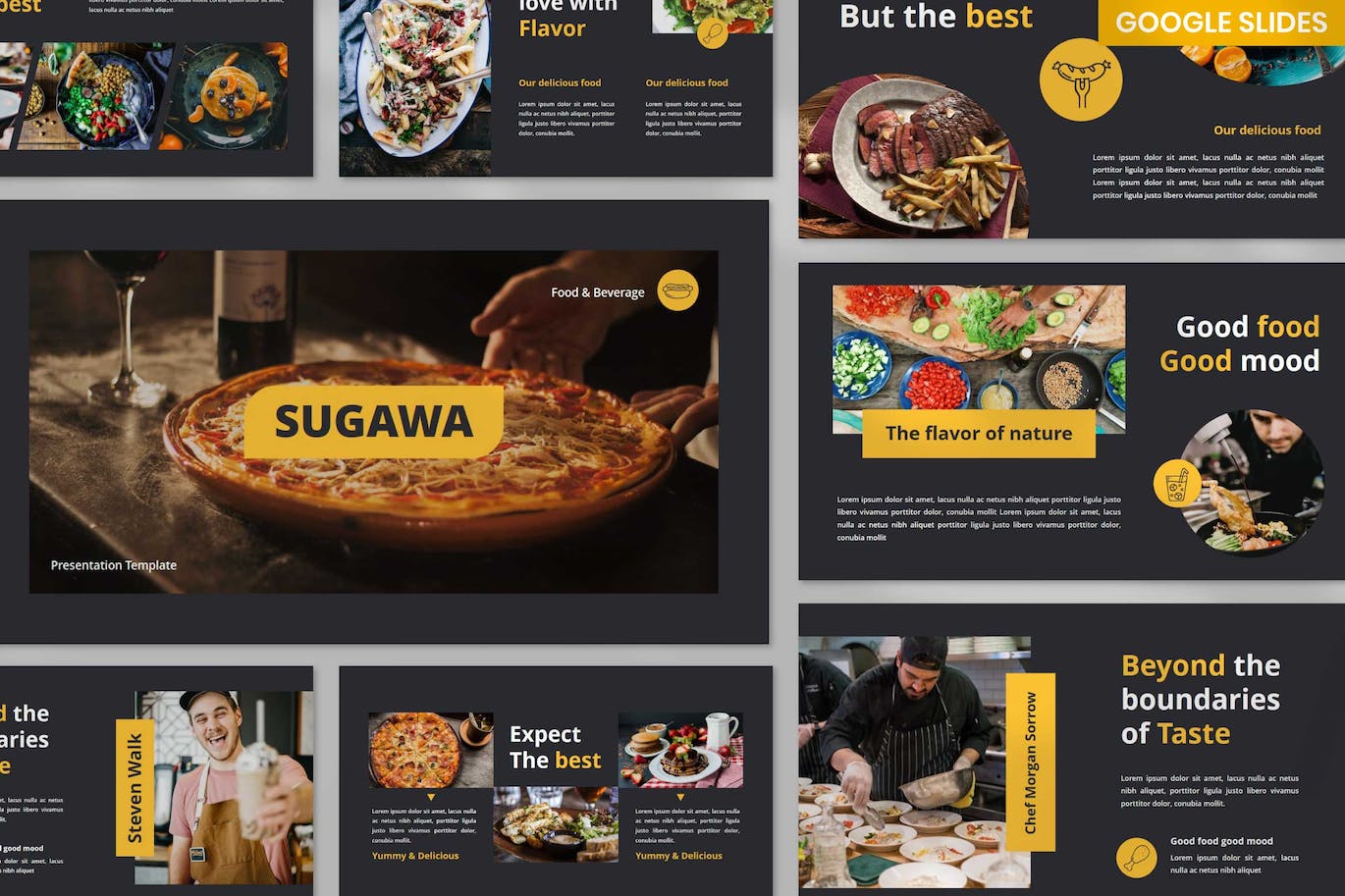餐厅餐馆美食谷歌幻灯片模板下载 Sugawa Restaurant Google Slides 幻灯图表 第1张