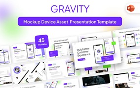 电子设备样机幻灯片演示PPT模板 Gravity Mockup Device Asset PowerPoint Template