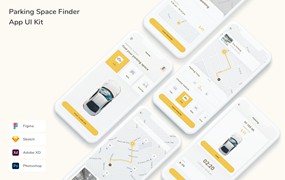泊车位搜索移动应用UI设计套件 Parking Space Finder App UI Kit