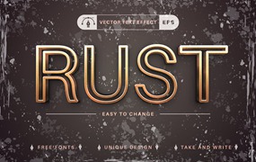 锈金属矢量文字效果字体样式 Rust – Editable Text Effect, Font Style