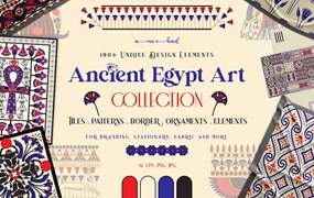 190+古埃及艺术矢量无缝图案素材AI PNG格式