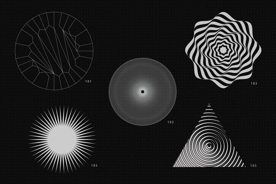 200+高质量抽象现代几何矢量形状外观 200 Vector Shapes 图片素材 第5张
