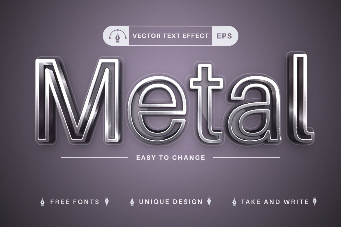 逼真钢铁金属矢量文字效果字体样式 Realistic Steel – Editable Text Effect, Font Style 插件预设 第3张