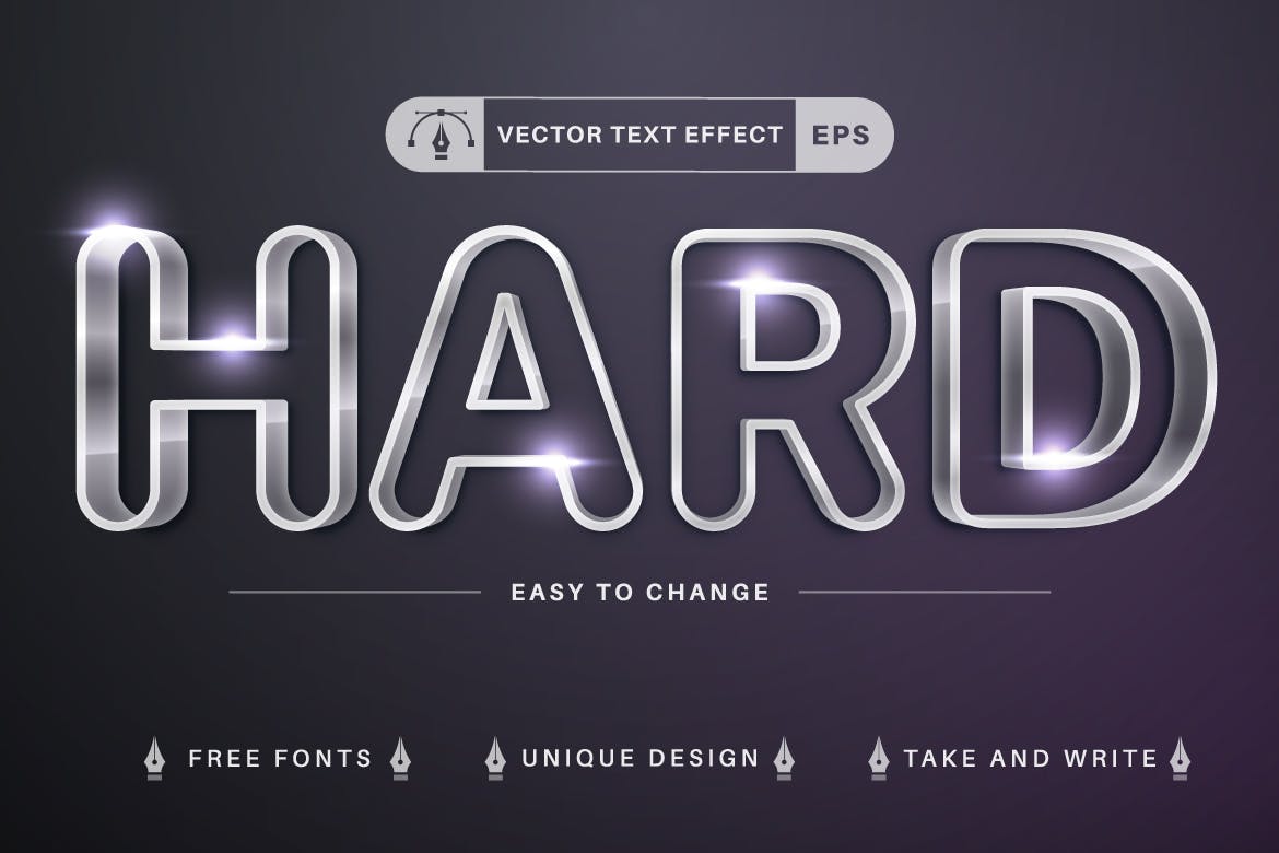10种金属矢量文字效果字体样式 Set 10 Metal Editable Text Effects, Font Styles 插件预设 第6张
