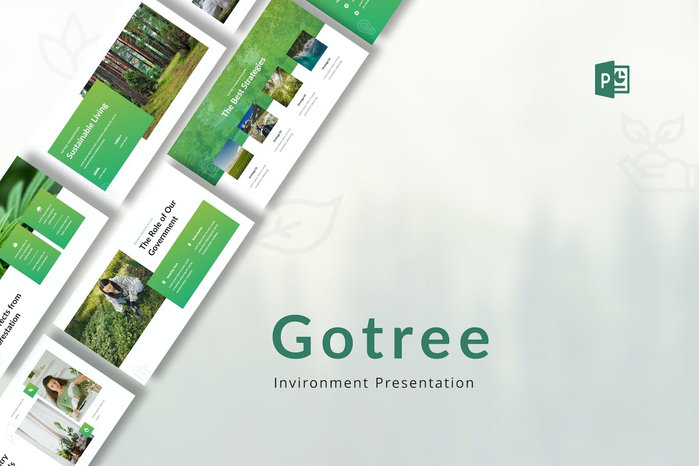 绿色生态环境PPT幻灯片模板素材 Gotree – Environment Presentation PowerPoint 幻灯图表 第1张