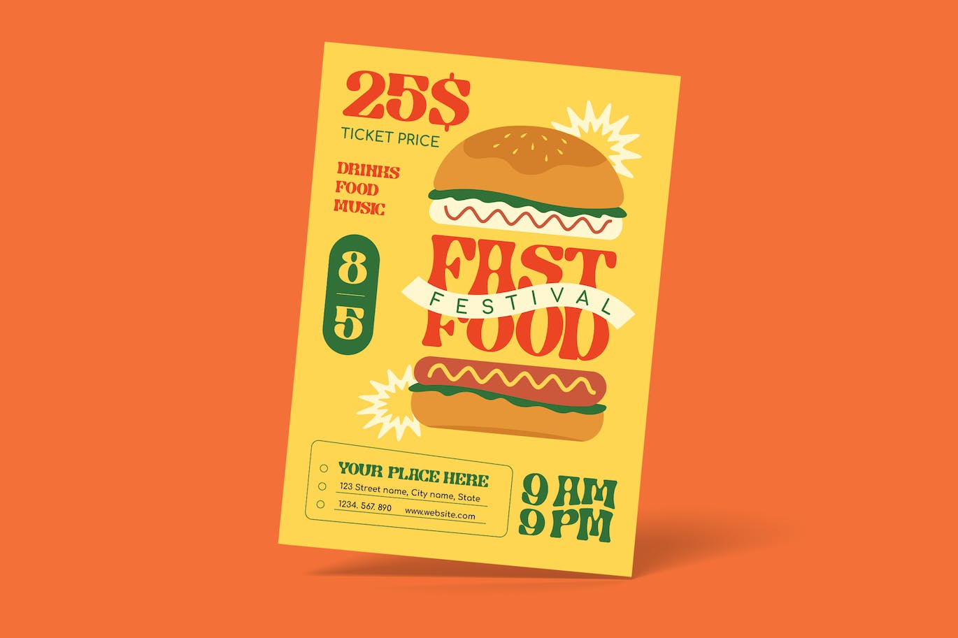 西式快餐食品宣传单模板 Fast Food Festival Flyer 设计素材 第1张