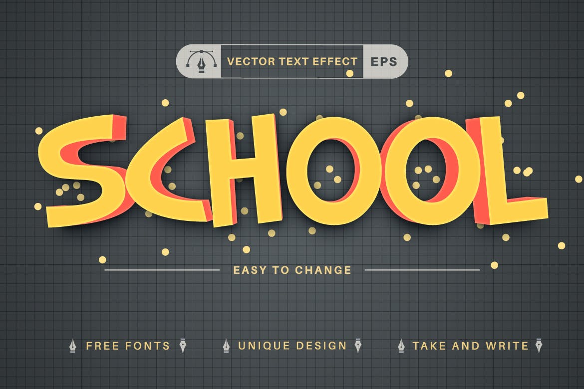 学校海报矢量文字效果字体样式 School – Editable Text Effect, Font Style 插件预设 第5张