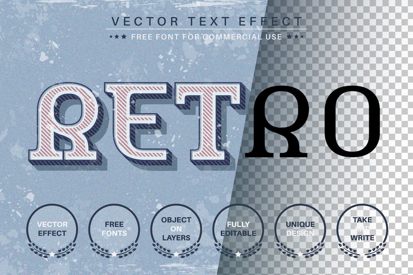 经典复古矢量文字效果字体样式 Classic Retro – Editable Text Effect, Font Style 插件预设 第1张