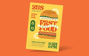 西式快餐食品宣传单模板 Fast Food Festival Flyer