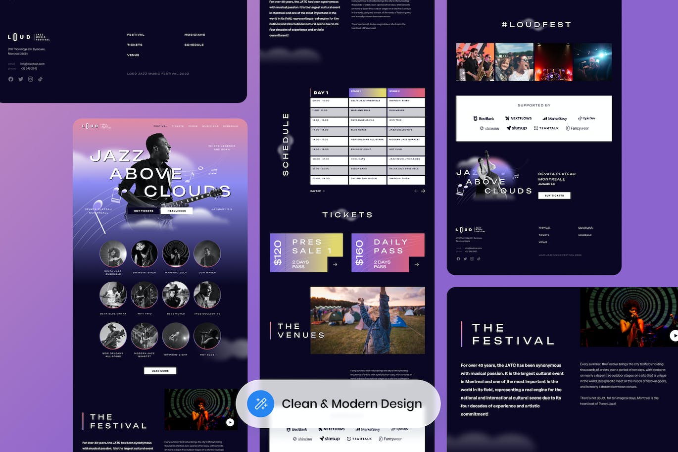 音乐节网站着陆页UI设计模板 Loud – Music Festival Landing Page APP UI 第3张