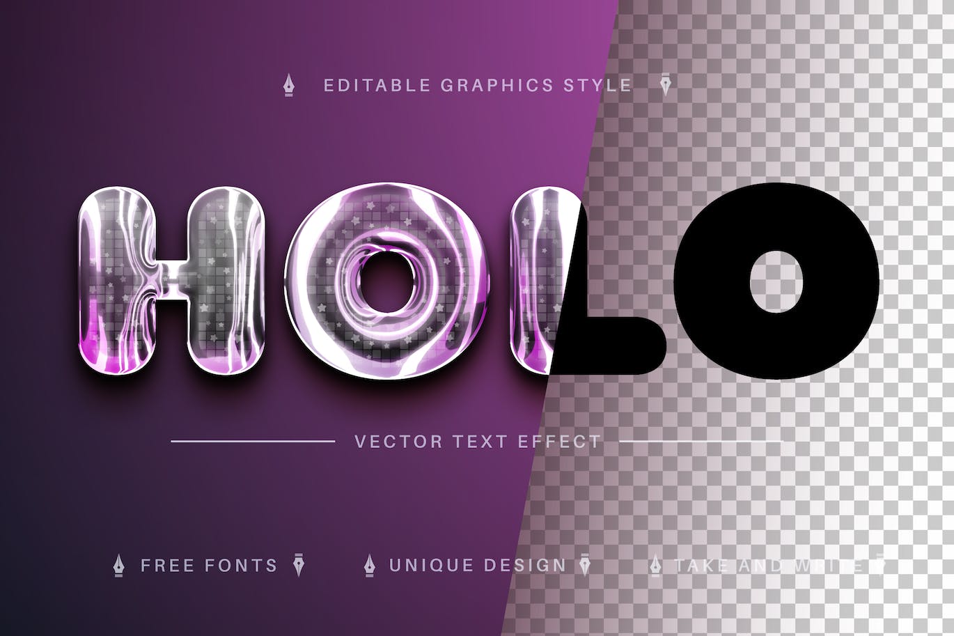 半透明全息矢量文字效果字体样式 Holo – Editable Text Effect, Font Style 插件预设 第1张