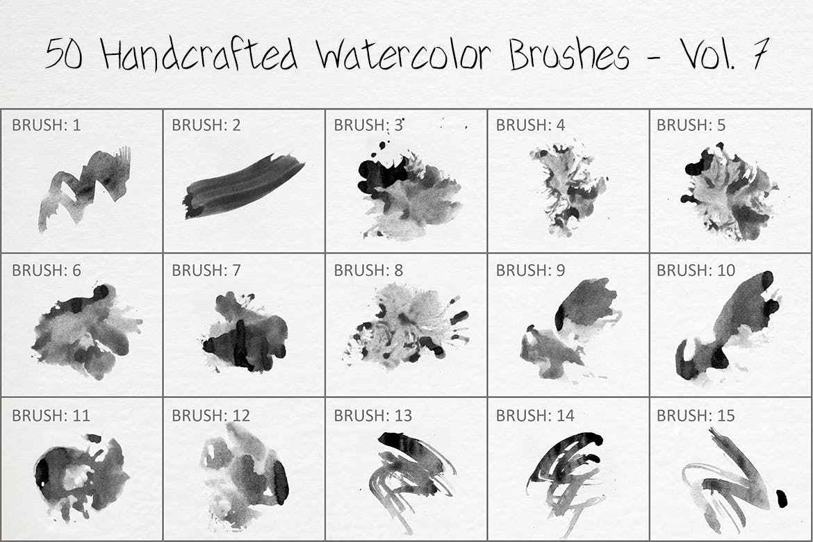 50个手工制作的绘画水彩ps笔刷v7 50 Handcrafted Watercolor Brushes – Vol. 7 笔刷资源 第3张