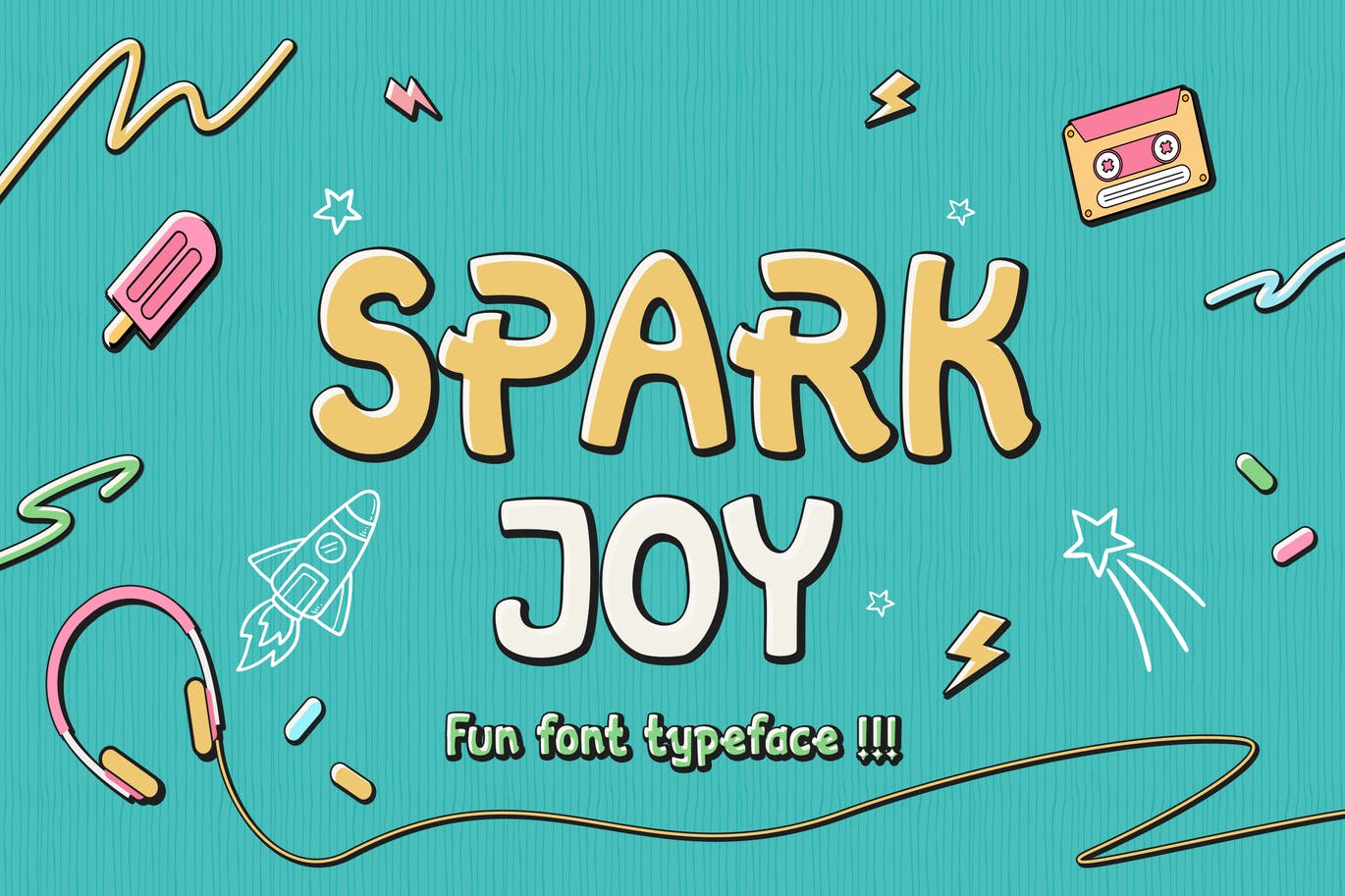 漫画风格无衬线字体素材 Spark Joy – Comic Display Font 设计素材 第1张