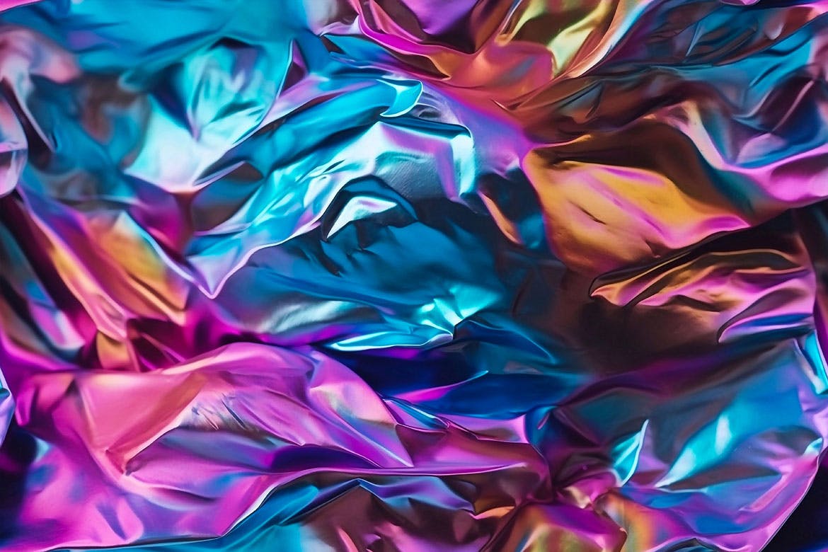 3D全息彩虹皱褶铝箔无缝背景 Iridescent Crumpled Foil Seamless Backgrounds 图片素材 第7张