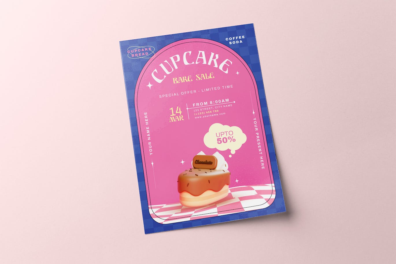 纸杯蛋糕烘焙销售海报模板 Cupcake Bake Sale Flyer 设计素材 第1张