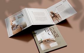 折页时尚杂志宣传册设计样机psd模板v6 Brochure Mockup