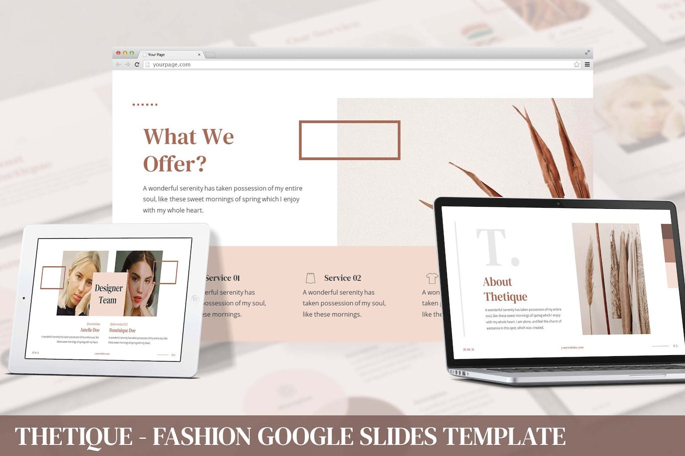 简洁美观时尚Google幻灯片模板素材 Thetique – Fashion Google Slides Template 幻灯图表 第1张