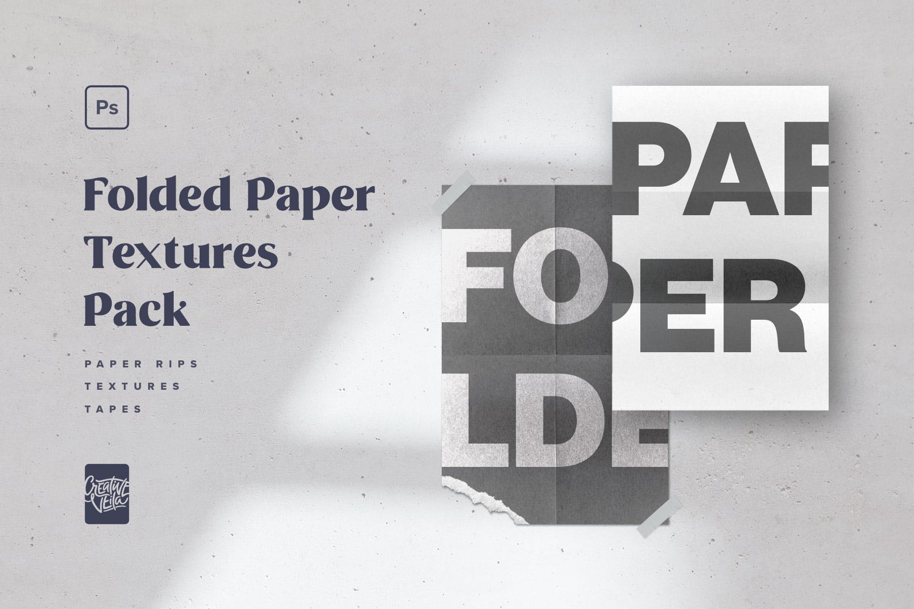 折叠纸张纹理包 Folded Paper Textures Pack 图片素材 第1张