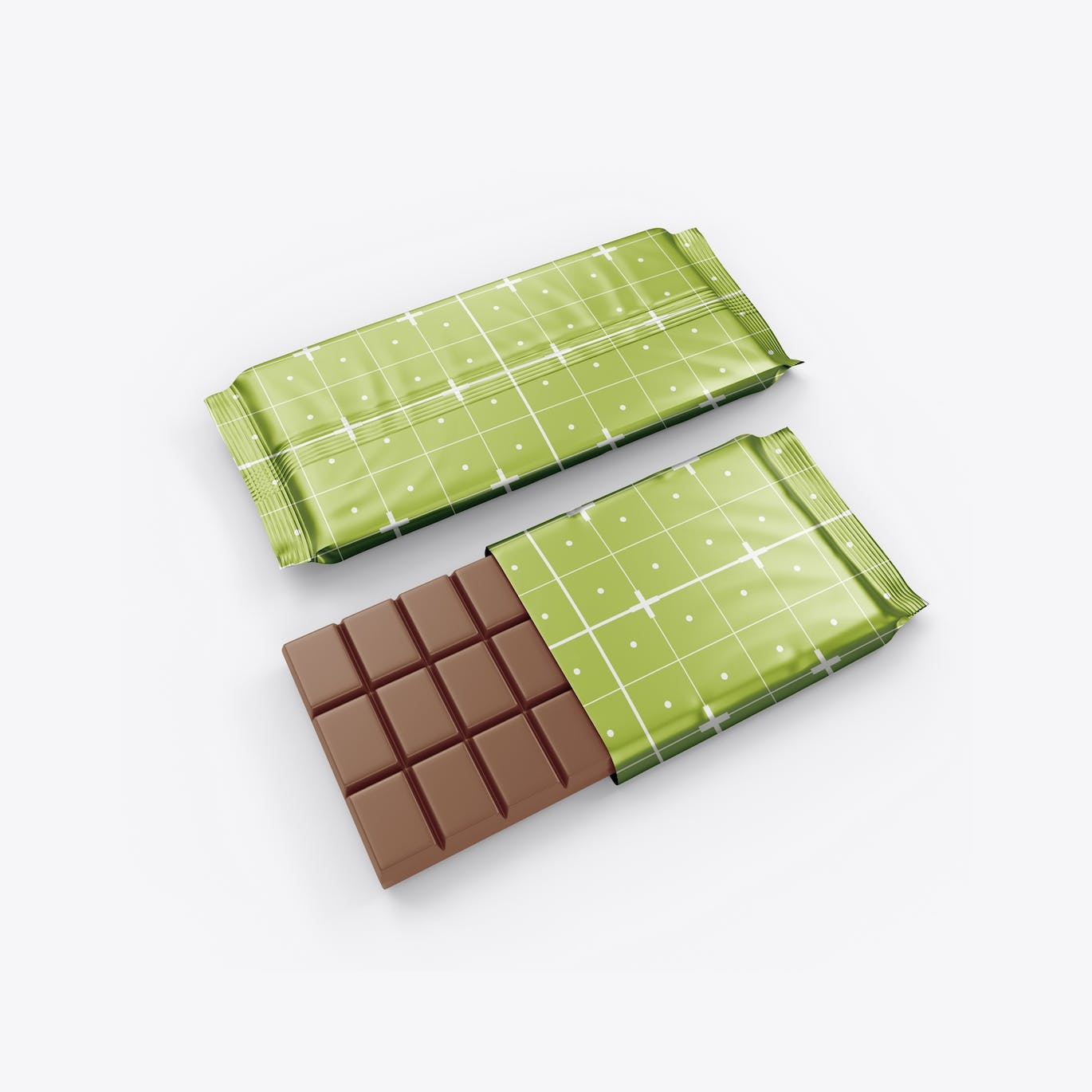 光亮的巧克力棒设计包装样机图 Set Glossy Chocolate Bar Mockup 样机素材 第7张
