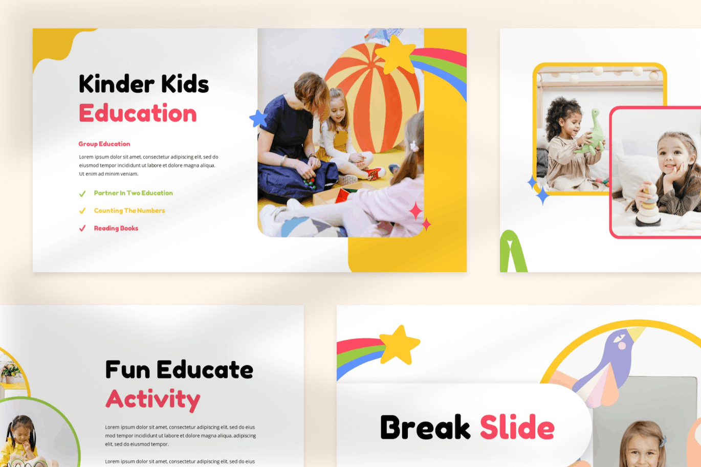 幼儿园和学前班PPT模板 Kinder Kids – Kindergarten & Preschool Powerpoint 幻灯图表 第9张