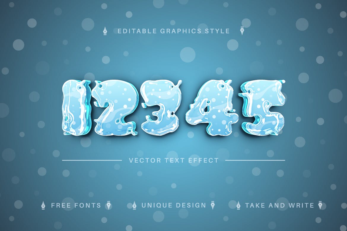蓝色水状矢量文字效果字体样式 Drink Water – Editable Text Effect, Font Style 插件预设 第1张