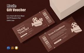 电影礼品优惠券模板 Movie Gift Voucher