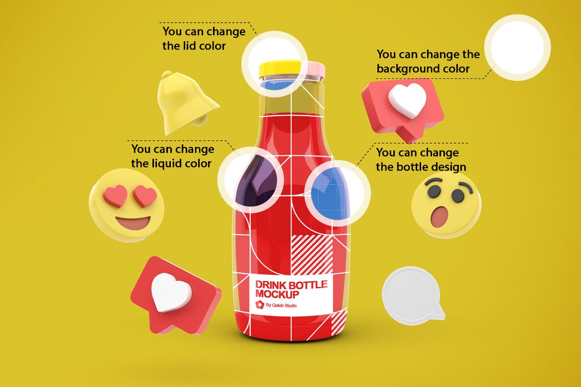 社交表情符号饮料瓶包装展示样机图 Drink Bottle Social Media 样机素材 第11张