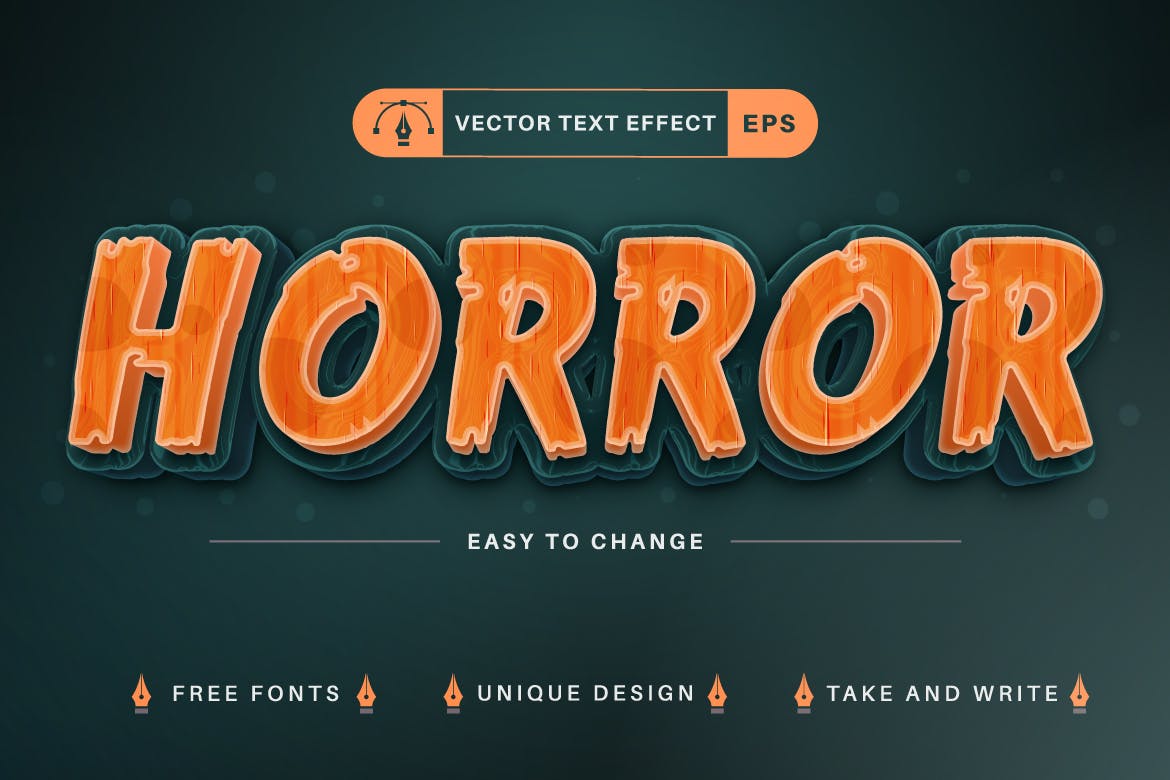 10种万圣节矢量文字效果字体样式 Set 10 Halloween Editable Text Effects, Font Style 设计素材 第2张