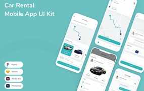汽车租赁移动应用UI设计套件 Car Rental Mobile App UI Kit
