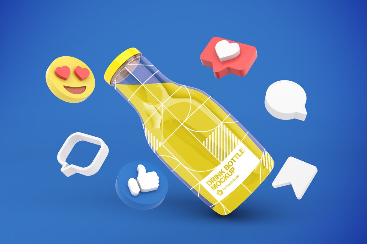 社交表情符号饮料瓶包装展示样机图 Drink Bottle Social Media 样机素材 第12张