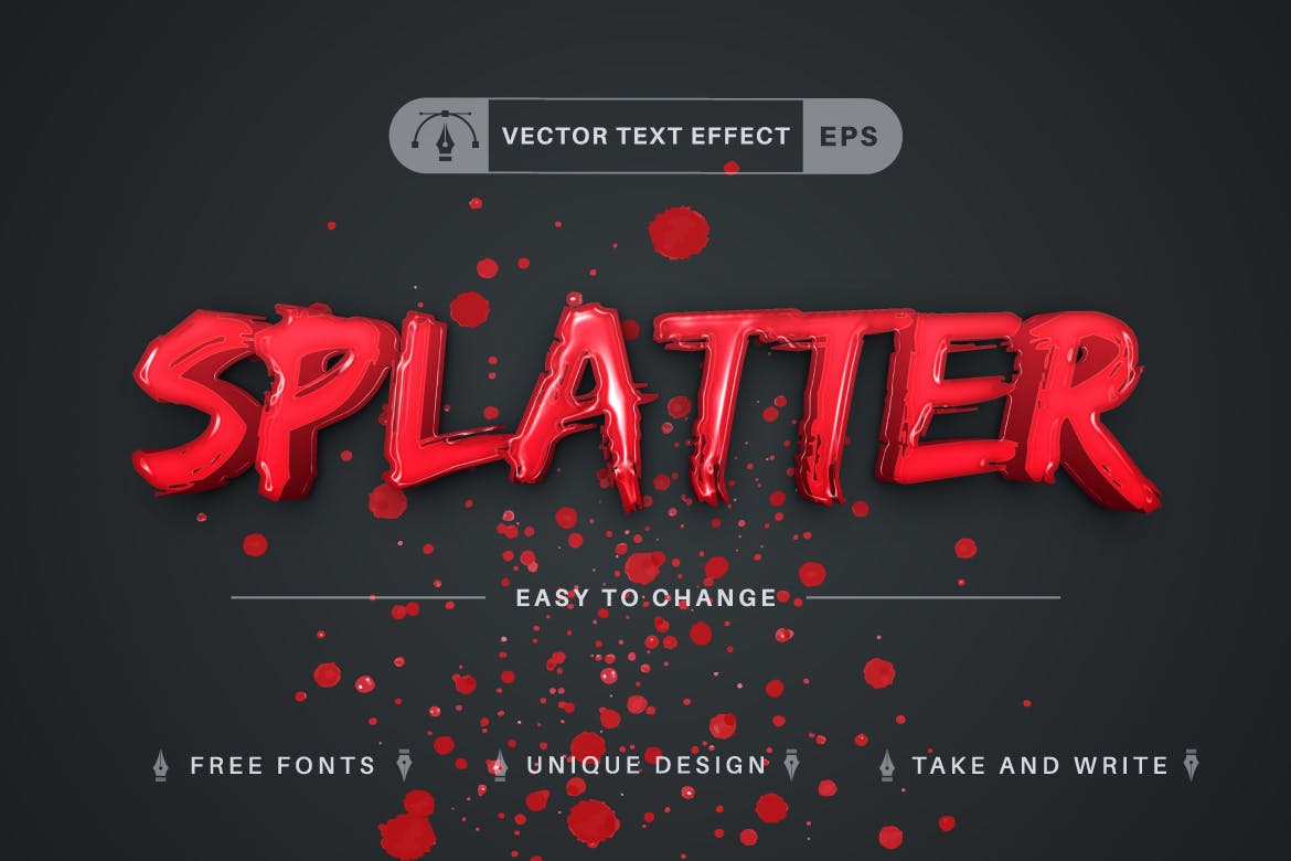 红色血腥矢量文字效果字体样式 Blood Slasher – Editable Text Effect, Font Style 插件预设 第5张