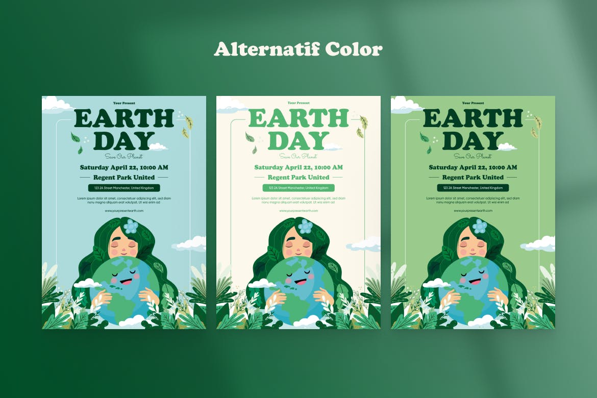 地球日创意传单AI&EPS矢量模板 Earth Day Creative Flyer Ai & EPS Template 设计素材 第4张