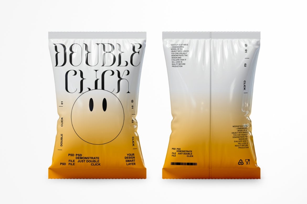 薯片袋食品包装样机图psd模板 Chips Bag Mockup 样机素材 第2张