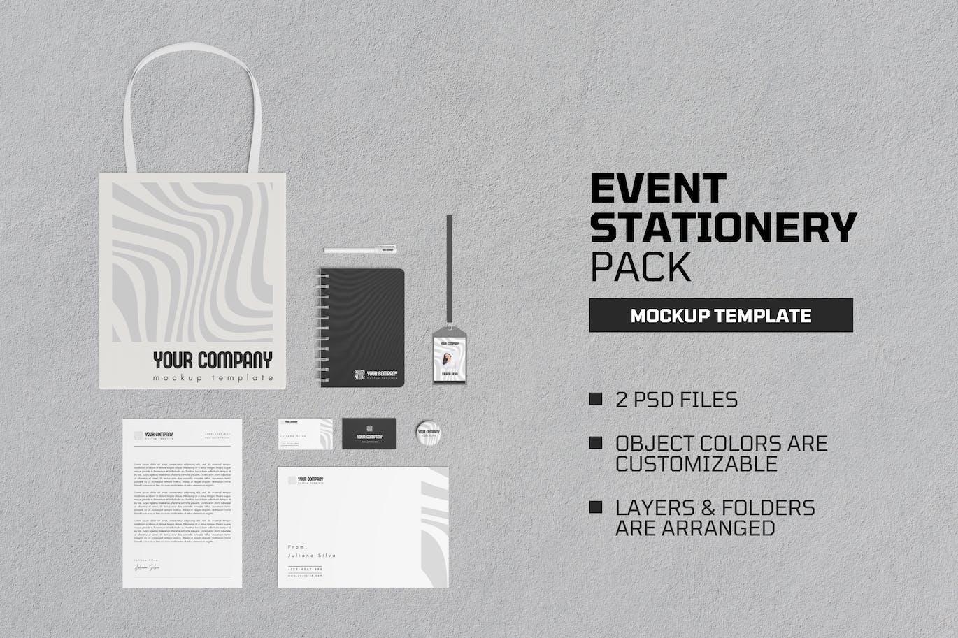 活动文具套装品牌展示样机图 Event Stationery Pack Mockup 样机素材 第1张