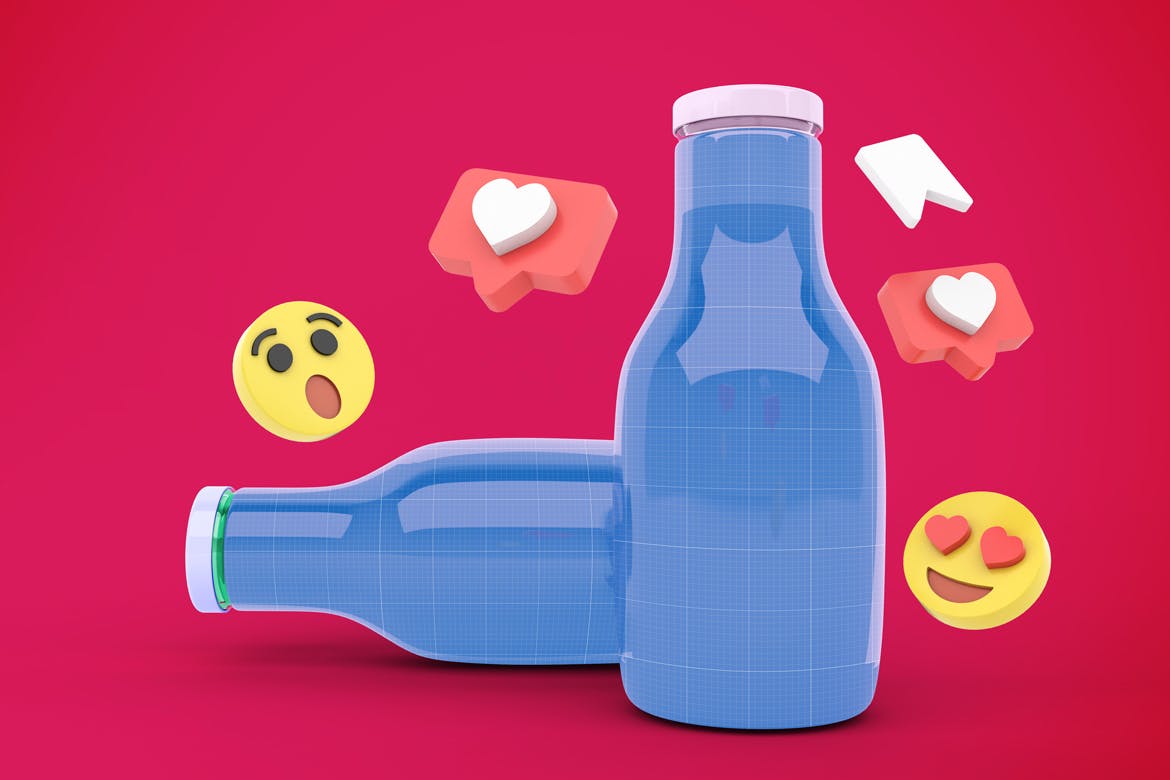 社交表情符号饮料瓶包装展示样机图 Drink Bottle Social Media 样机素材 第7张