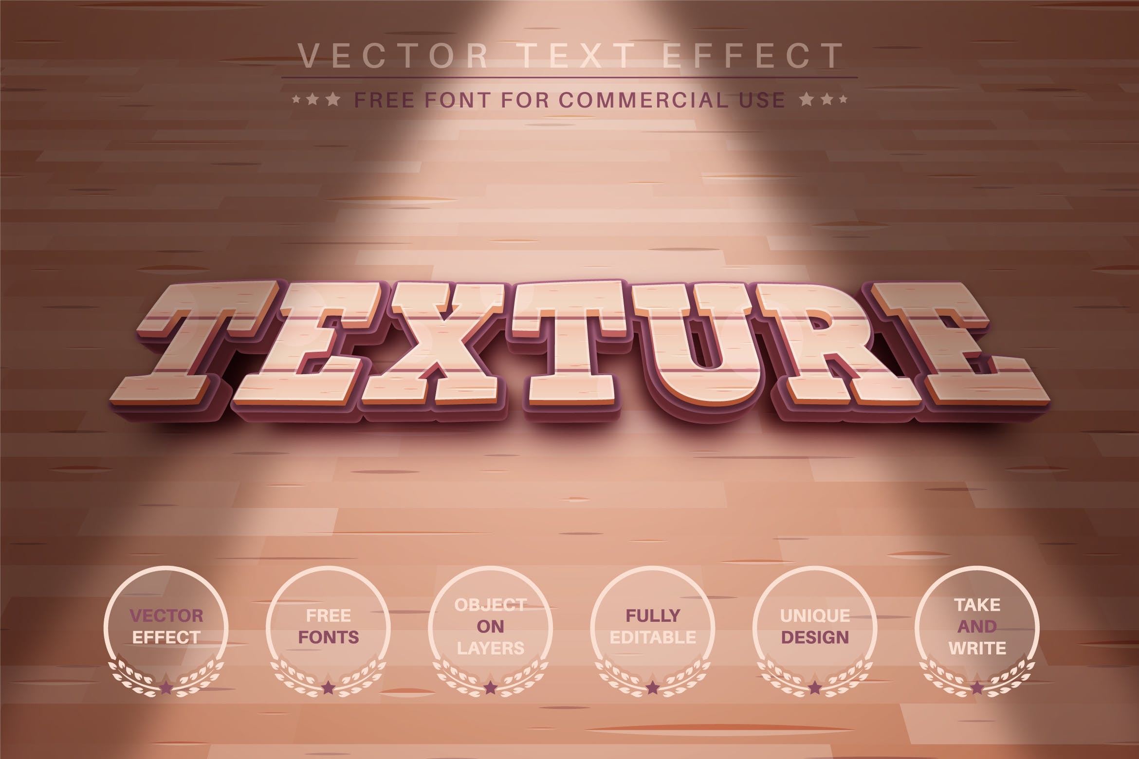 木材纹理字体样式矢量文本效果 Texture Wood – Editable Text Effect, Font Style 插件预设 第3张