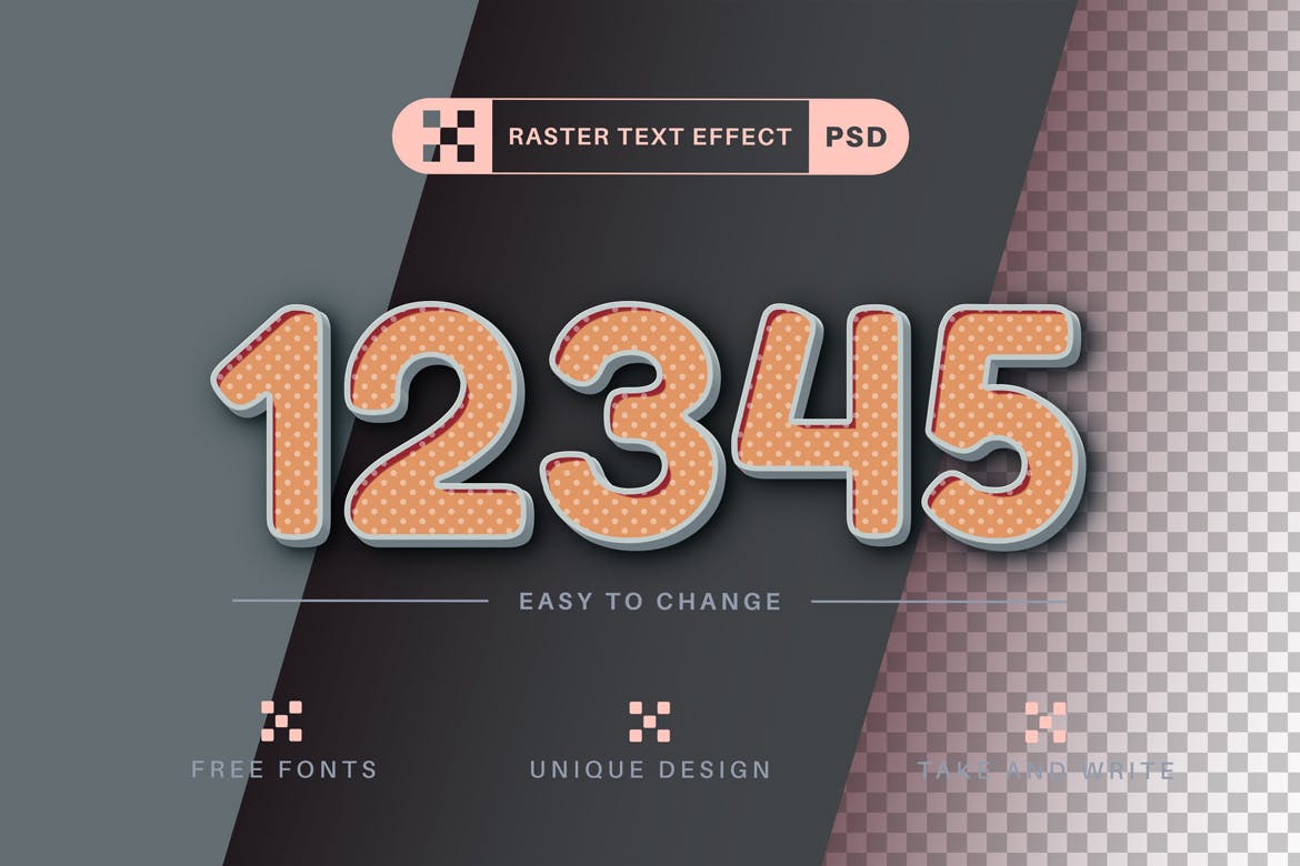 波尔卡圆点文字效果字体样式 Stroke Polka Dot Editable Text Effect, Font Style 插件预设 第4张