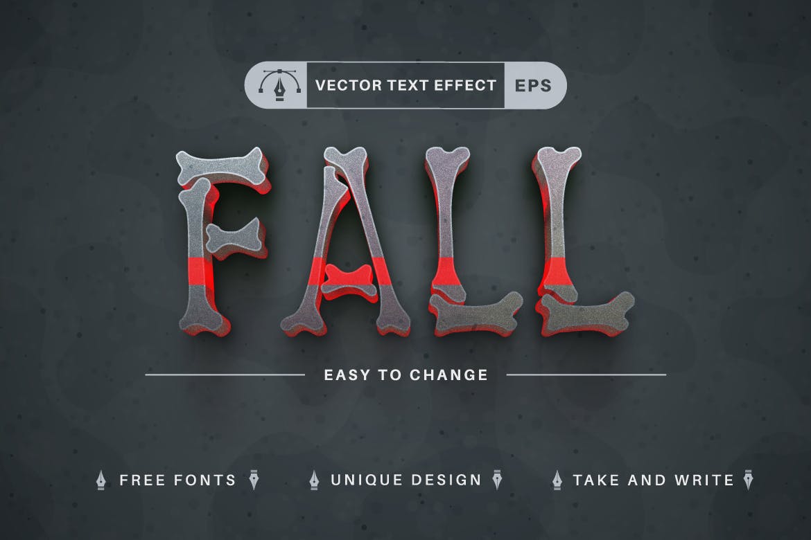红骨头矢量文字效果字体样式 Red Bones – Editable Text Effect, Font Style 插件预设 第2张
