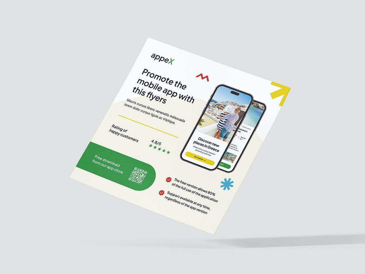 移动应用程序推广海报传单设计模板 Promo App Flyer Templates APP UI 第7张