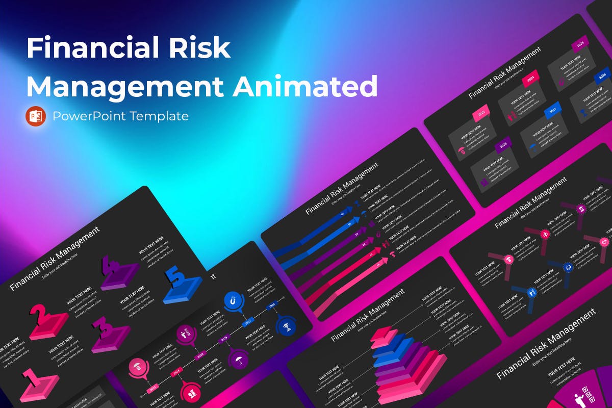 金融风险管理动画PPT幻灯片设计模板 Financial Risk Management Animated Powerpoint 幻灯图表 第1张