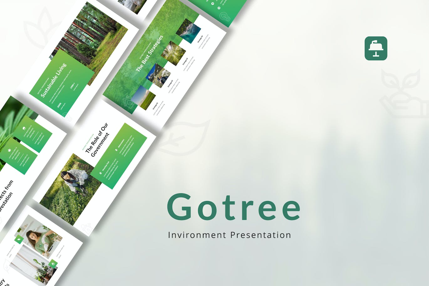 绿色生态环境Keynote模板下载 Gotree – Environment Presentation Keynote 幻灯图表 第1张
